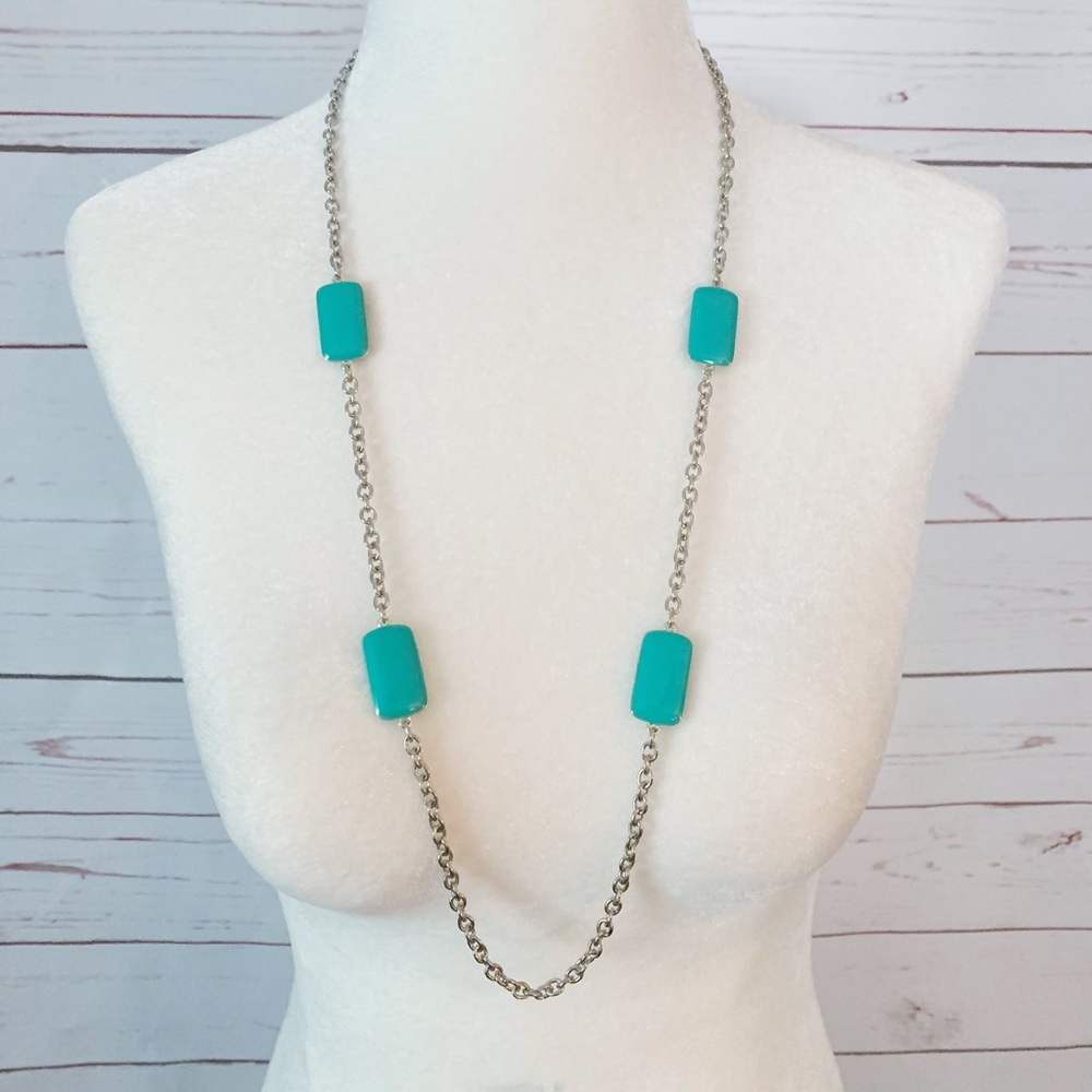 Ann Taylor Turquoise and Silver Chain Neclace